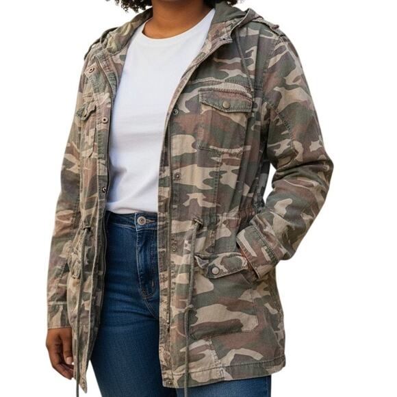 New Look Camo Jacket Zip/Snap Lined Drawstring Waist Sz 3X - Picture 1 of 10